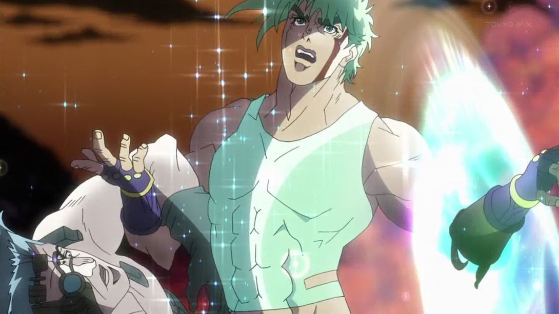 Joseph is doing a JoJo pose and his arms is up showing his armpits