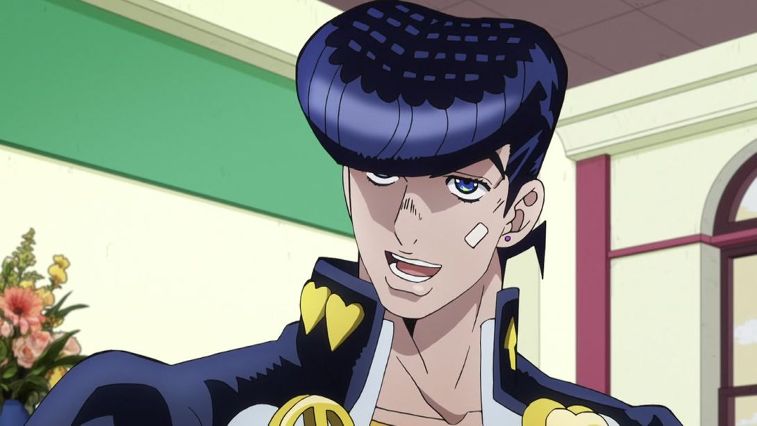Here, Josuke’s face has been retouched, and the hole on his arm has been re...