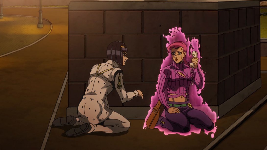 Giorno doing Shadow Dio pose, Vento Aureo OP 3, Angle 1